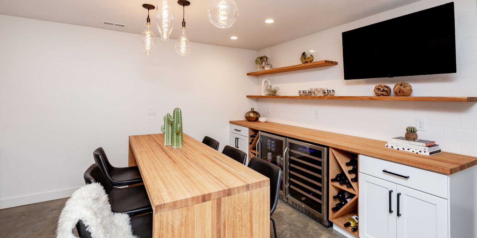 Basement Remodel with Bar Seating and Bar in Des Moines Iowa