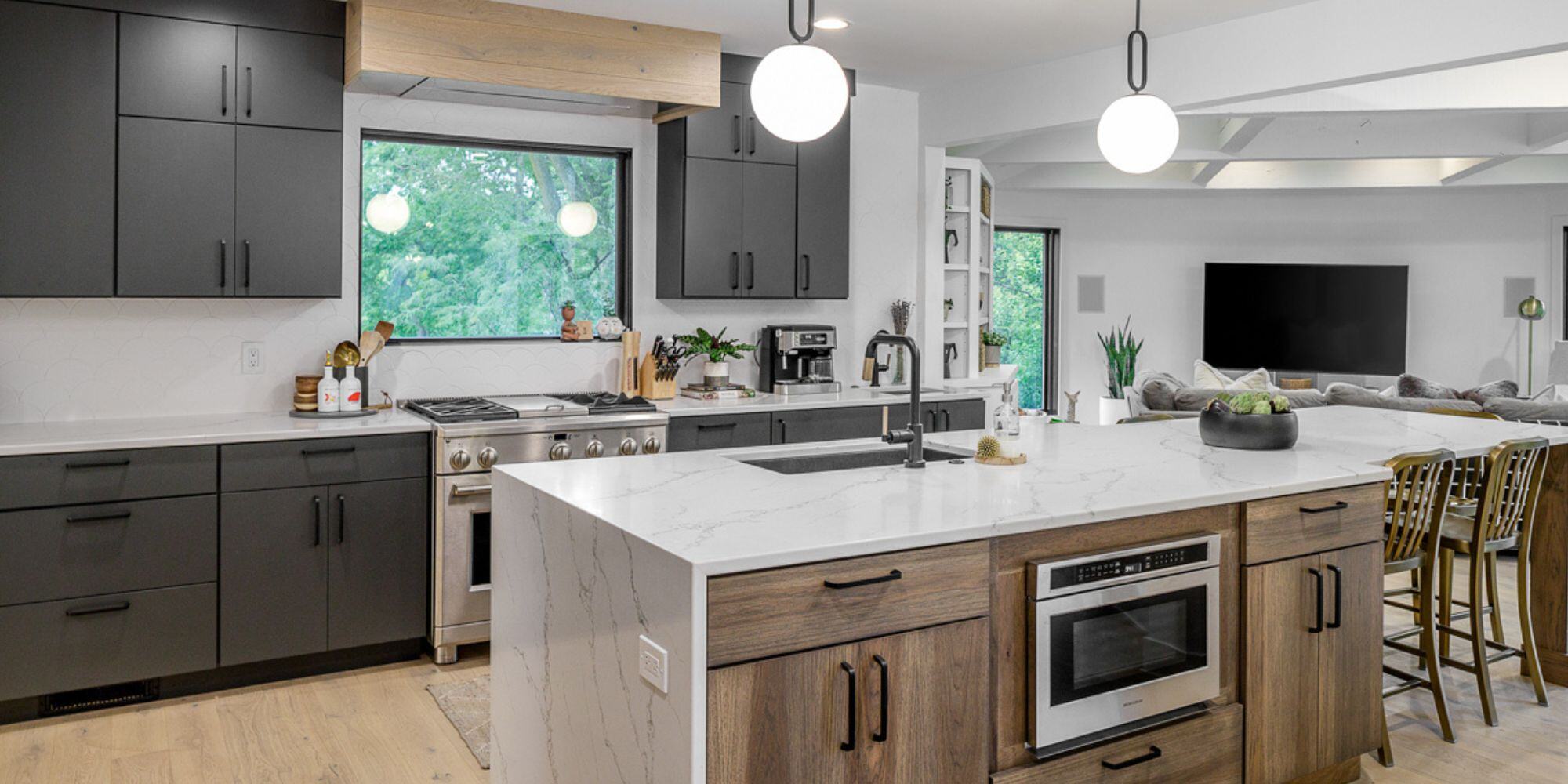 Kitchen Expansion with Grey Cabinets in Des Moines, Iowa