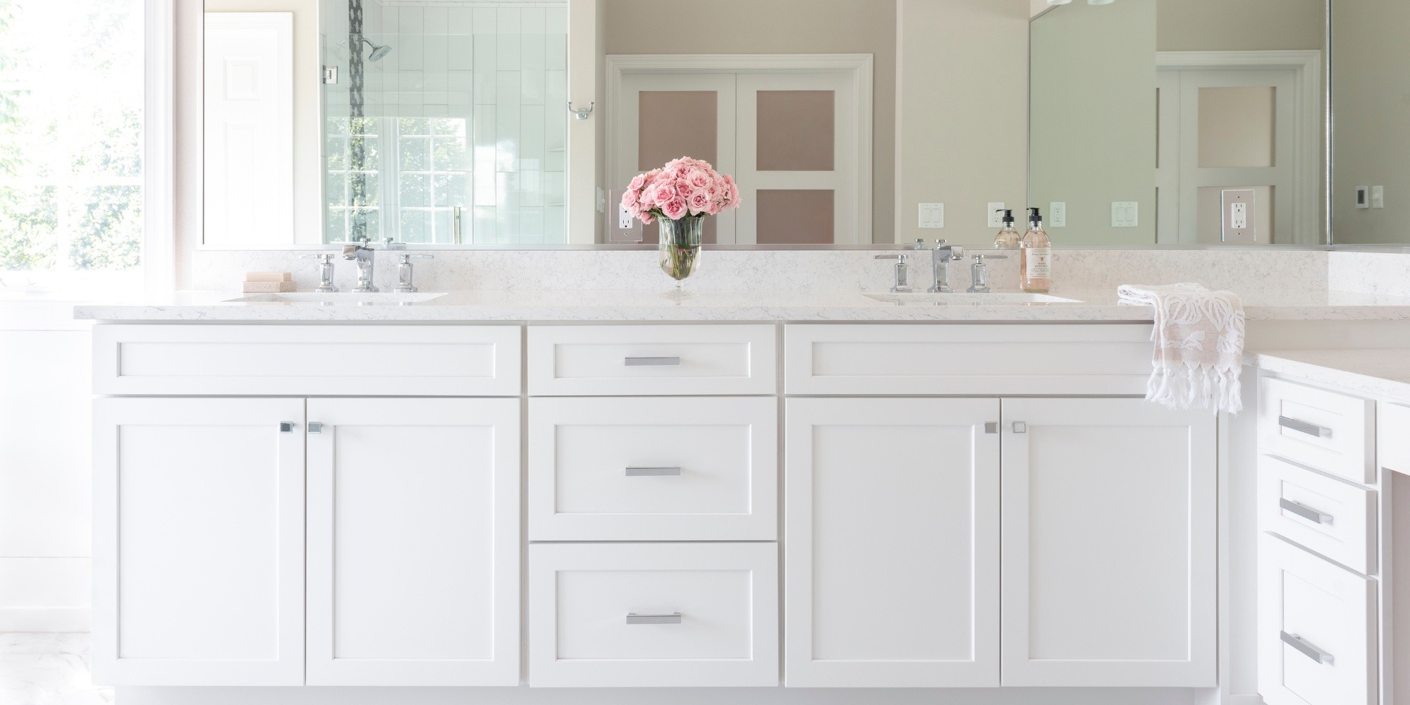 White Bathroom Vanity in Bathroom Remodel in Iowa