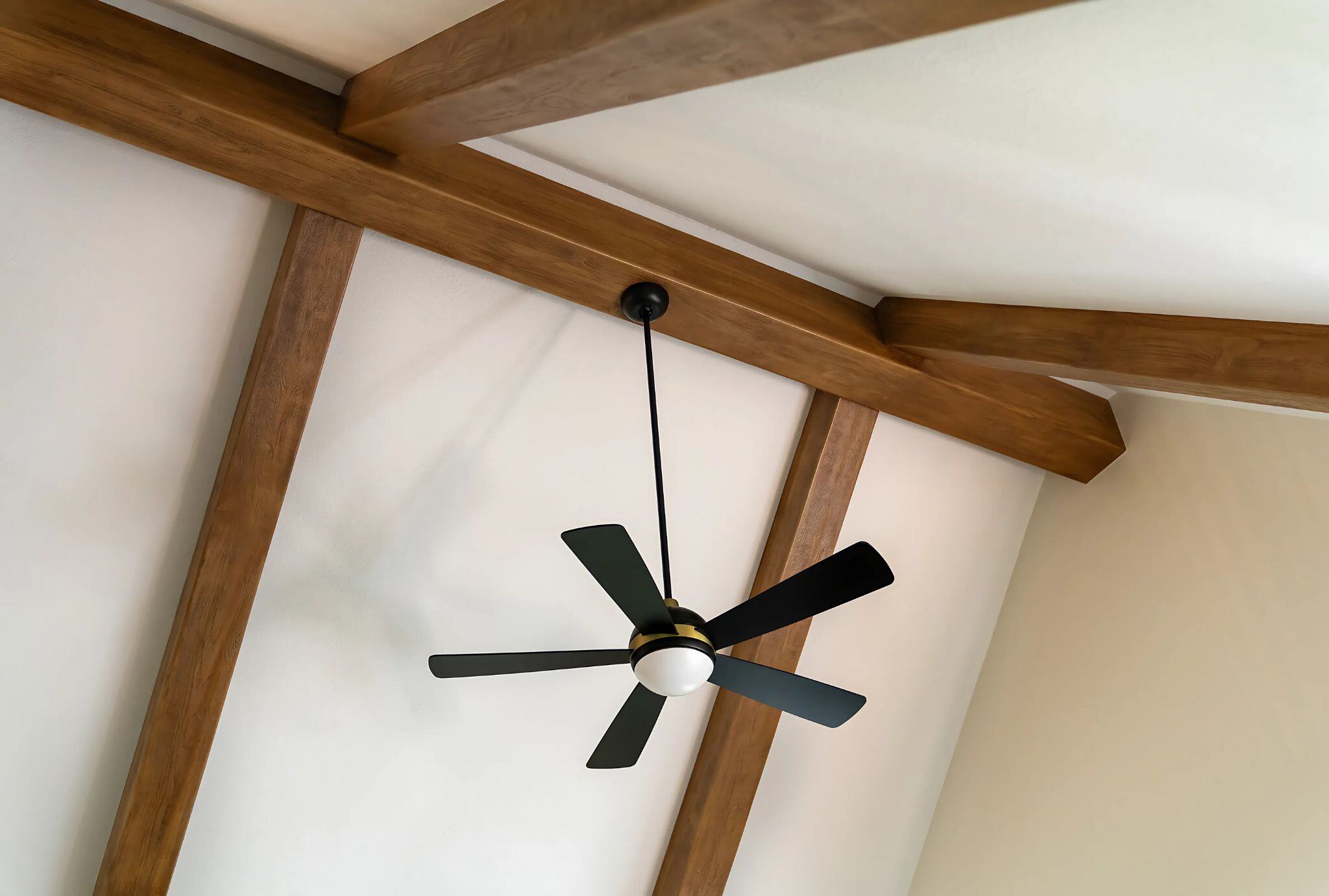 Vaulted ceiling with wooden beams 